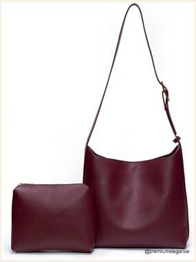 Medium Vegan Leather Tote with Adjustable Strap and Pouch